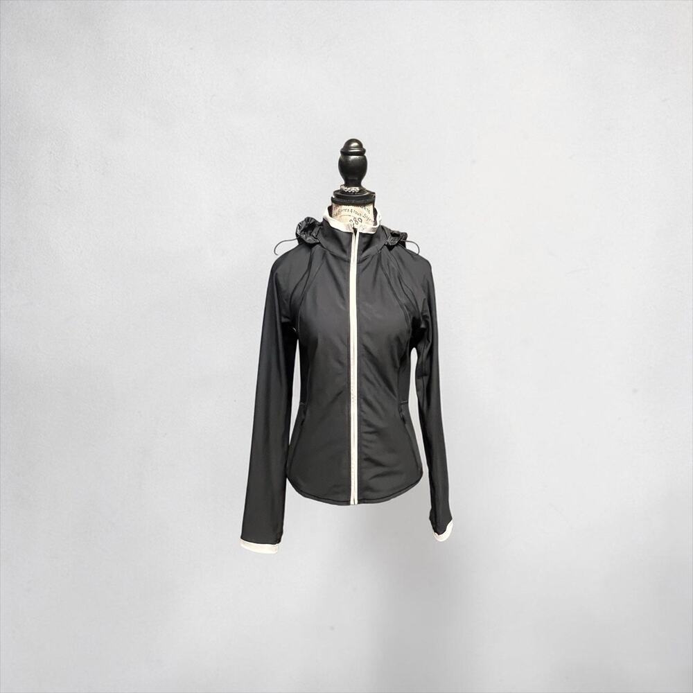 Athleta Black Hooded Full-Zip Athletic Jacket - Size Small